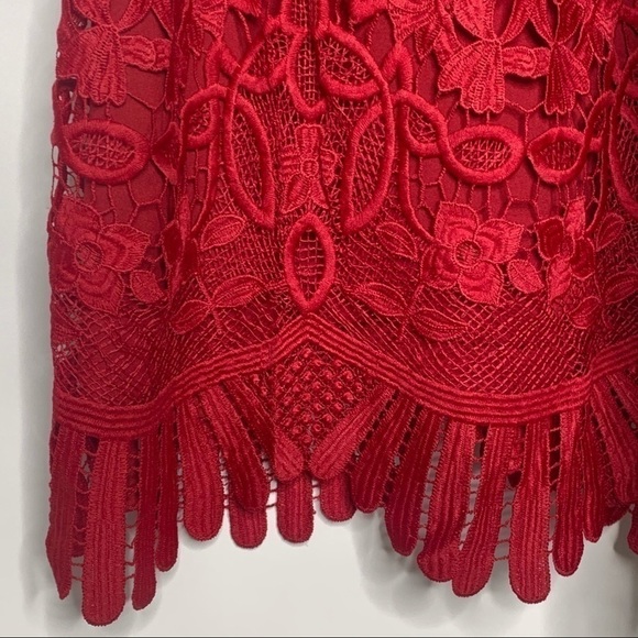 Lovers + Friends Caspian Red Lace Shift Mini Dress XS - Picture 8 of 14